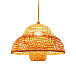 Bamboo Lamp Shade Ceiling Weaving Retro Style Pendant Light