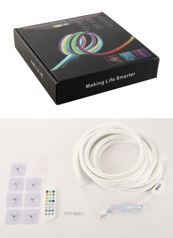 5M USB RGBIC LED Neon Rope Light - Music Sync, APP / Remote / Button Control