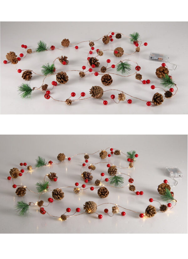 10 FT Pine Cone Christmas String Lights, 30 LEDs Battery Operated Christmas Fairy String Lights for Indoor Outdoor Xmas Tree Decorations
